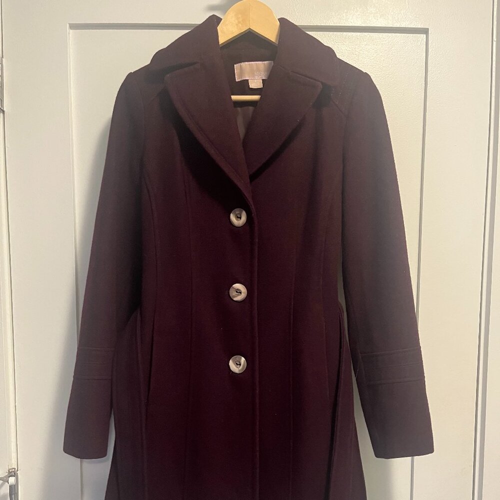 Michael Kors Maroon Plum Wool Coat